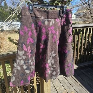 Akris Punto Wool Floral Patterned Brown Skirt *Damaged*